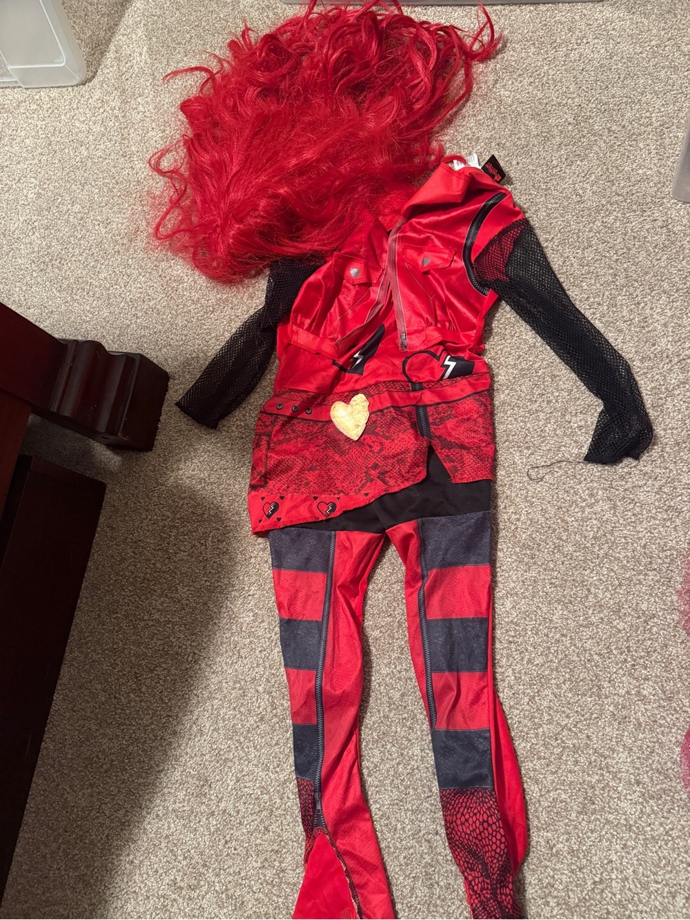 Disney Descendants Red - Red and Black Villain-Inspired Costume with Red Wig